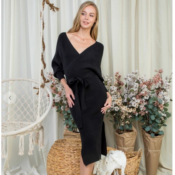 NWT Drape Knit Sweater Dress - Picture 5 of 13